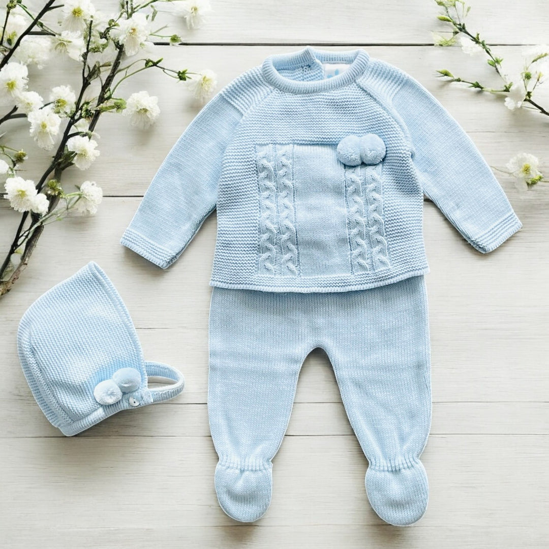 Sardon Blue Three Piece Knitted Set