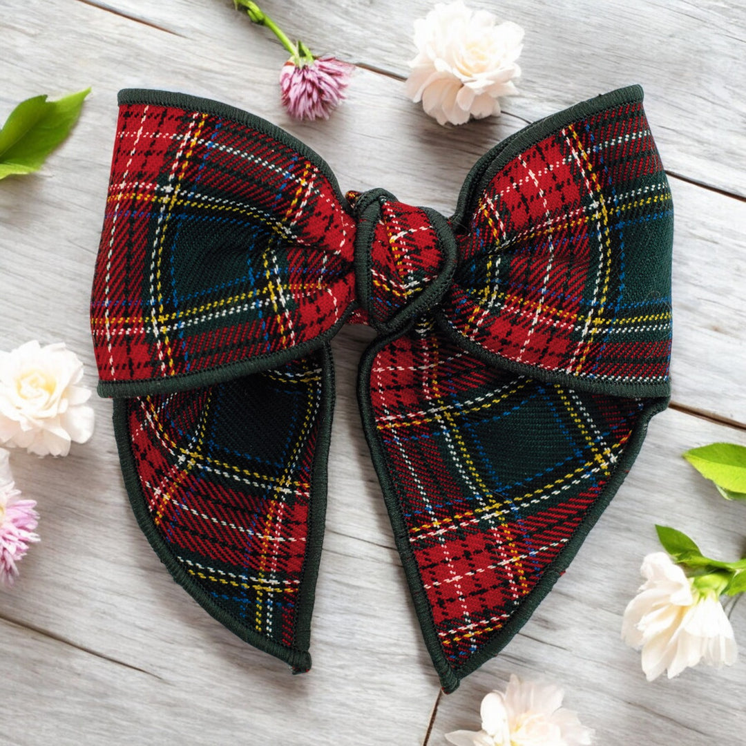 Calamaro Red & Green Bow Hair Slide