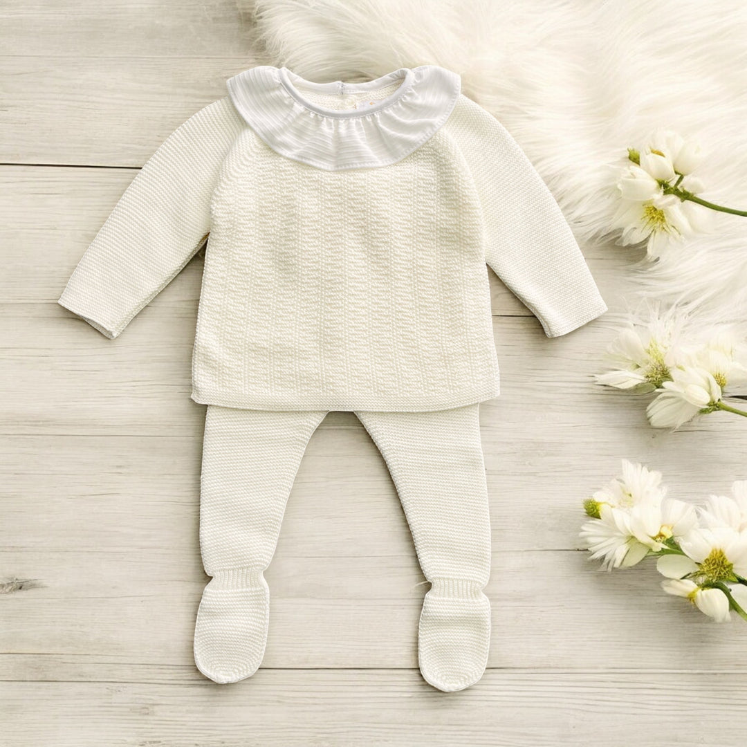 Baby Diff Cream Knitted Top & Leggings Set