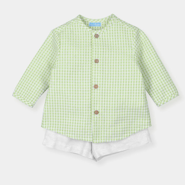 Lime Green Shirt & White Short Set
