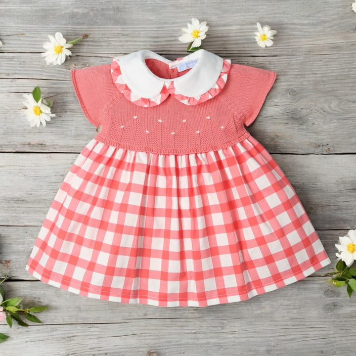 Mac ilusion Red & White Check Half Knit Dress