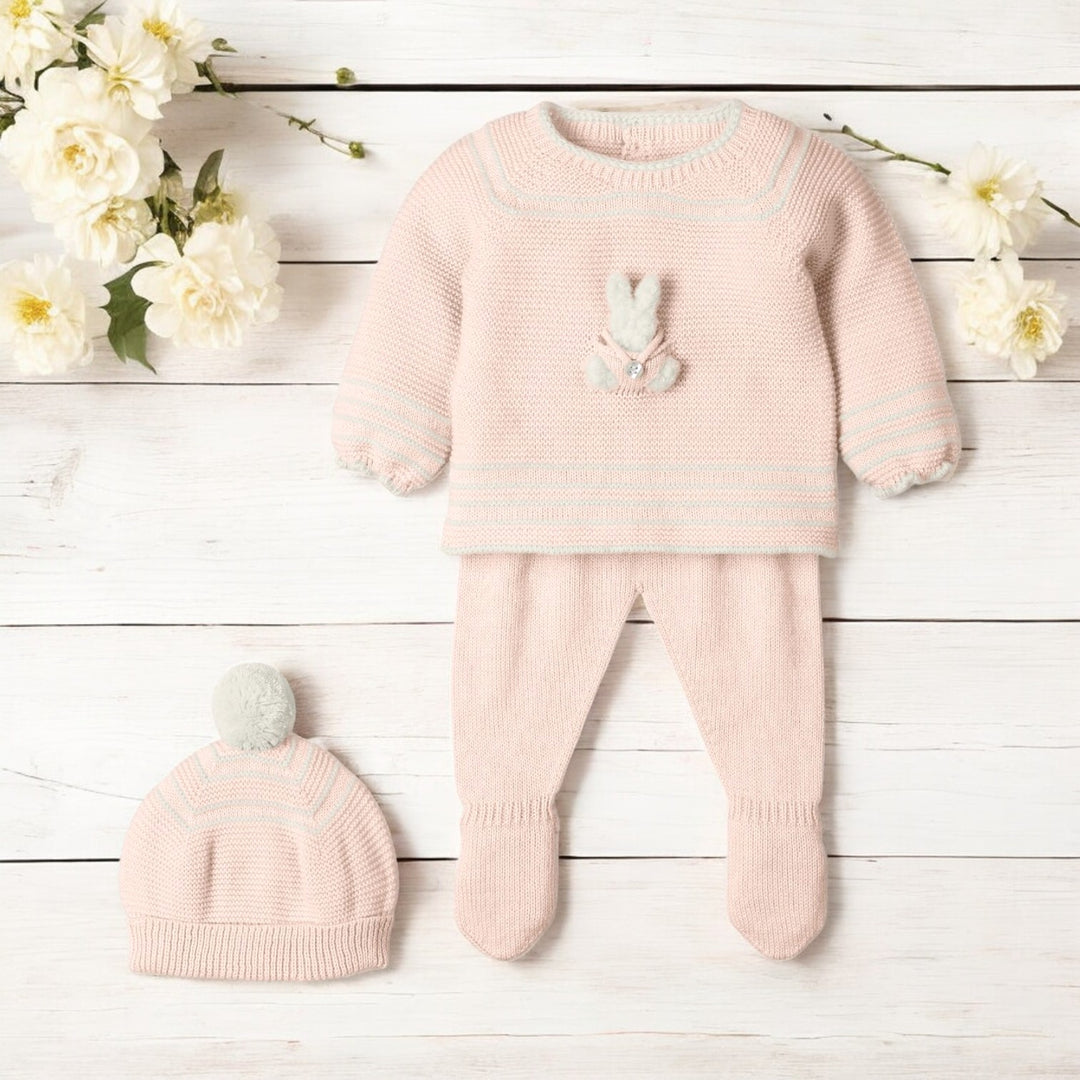 Mac Ilusion Nude & Cream Knitted Bunny Three Piece Set