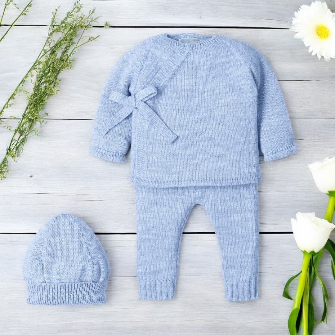 Baby Blue Knitted Three Piece Set