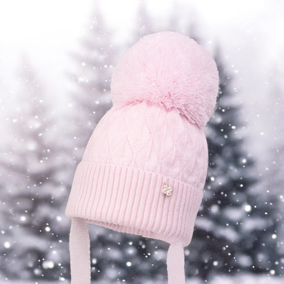 Pink Knitted Single Pom Hat