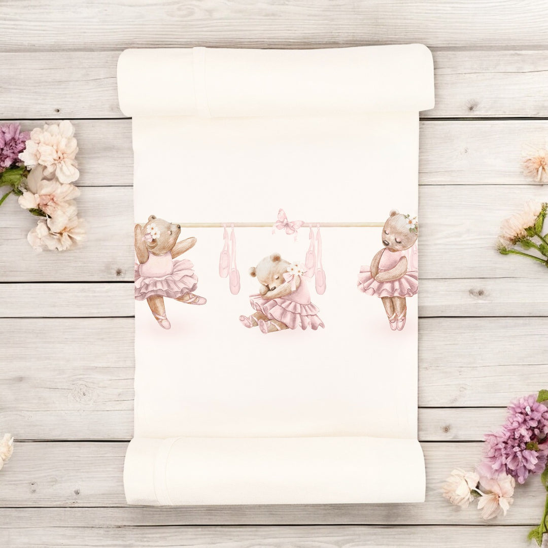 Ecru & Dusky Pink Velour Ballerina Bear Swaddle