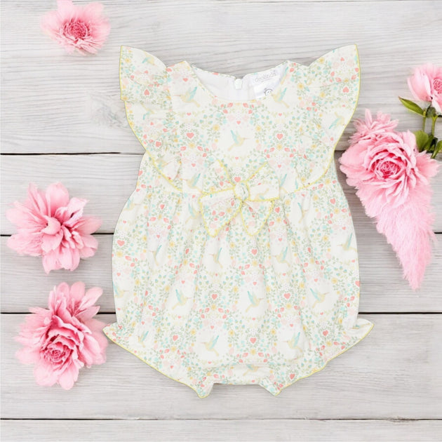 Deolinda Girls Floral Pom Pom Romper