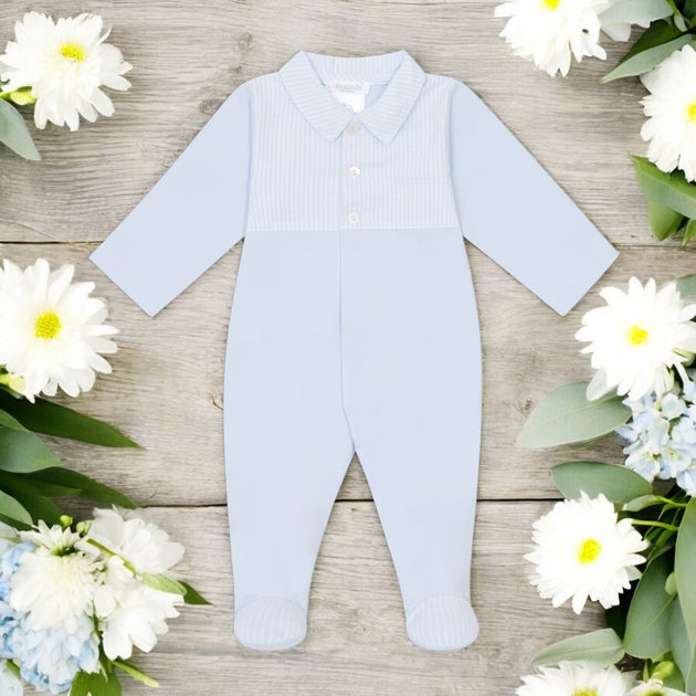 Navy & Sky Blue Panel Sleepsuit – Deolinda SS26 In Stock Now main image 1
