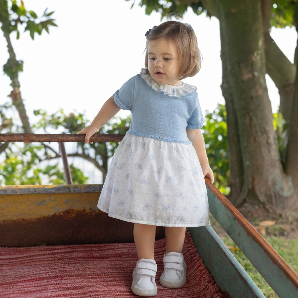 Rigola Little Blue Rose Half Knit Organic Dress