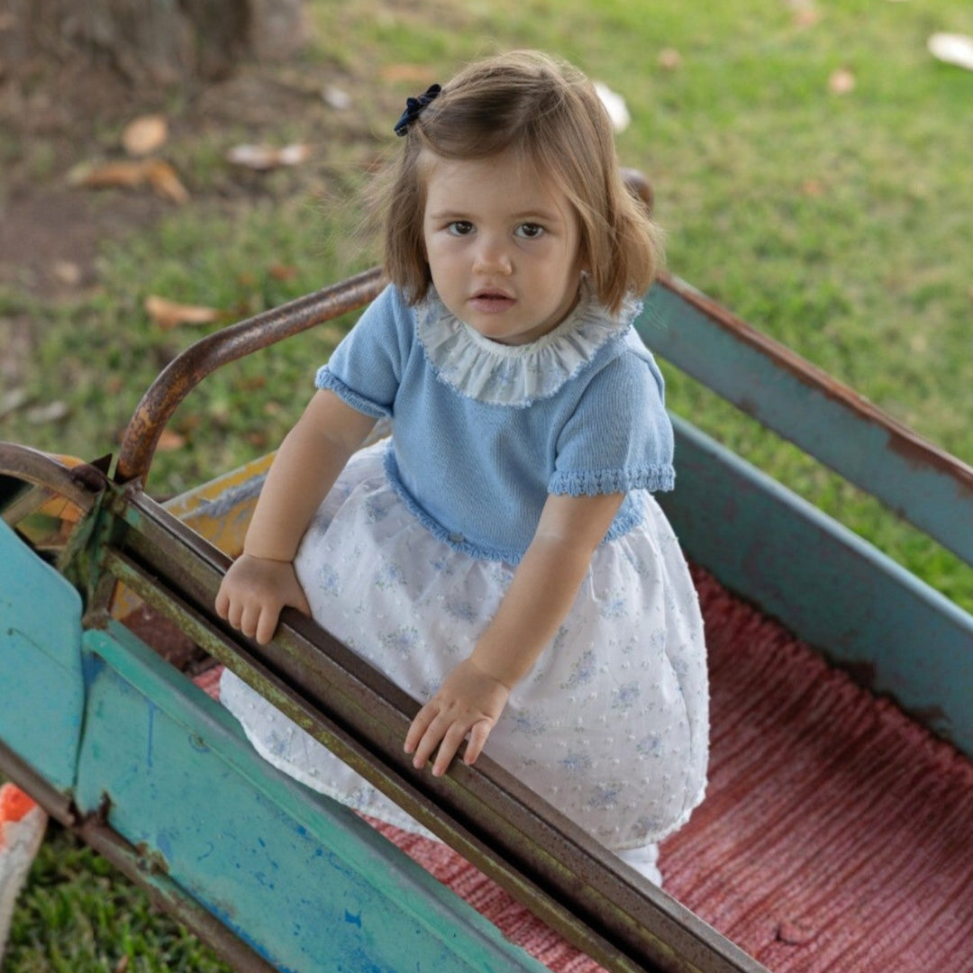 Rigola Little Blue Rose Half Knit Organic Dress