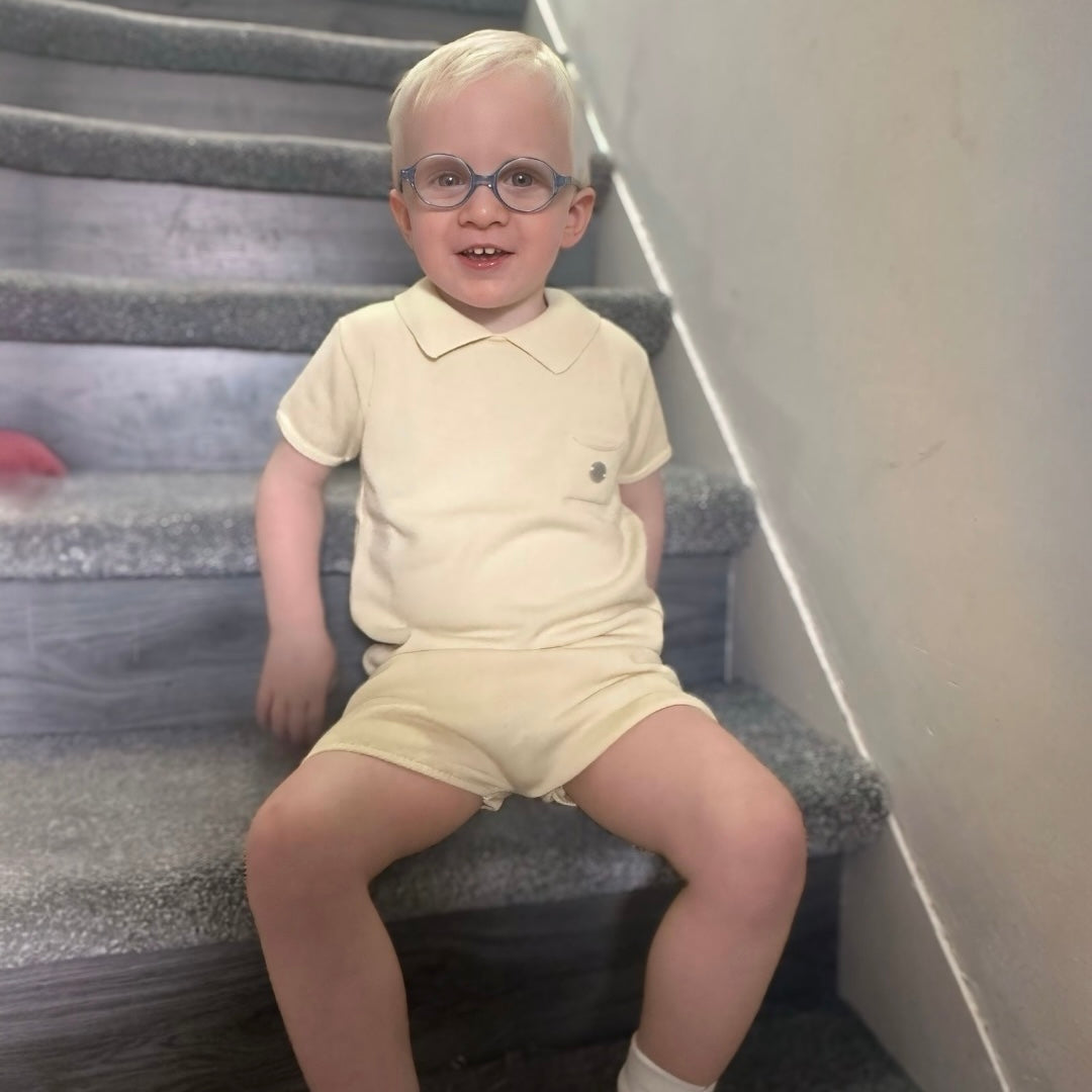 Lemon Knitted Polo Short Set