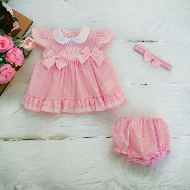Pink & White Stripe Dress Set