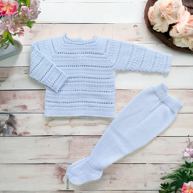 Blue Long Sleeve Knitted Set
