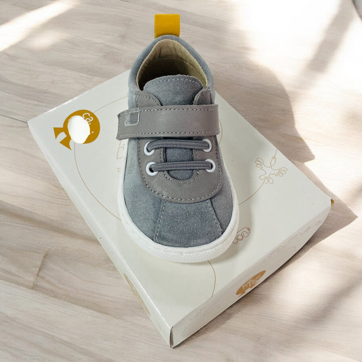 Boys Grey Leather Casual Spanish Shoe