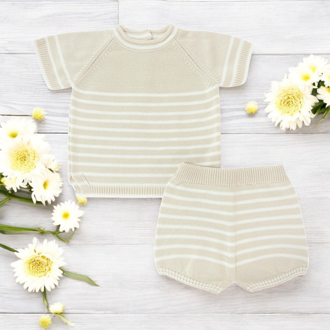 Artesania Granlei Sand & White Knitted Short Set