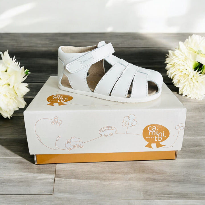 caminito Boys White Leather Spanish Sandal