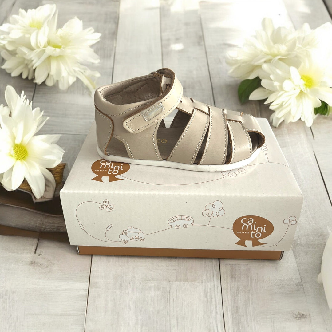 Caminito Boys Stone Leather Spanish Sandal