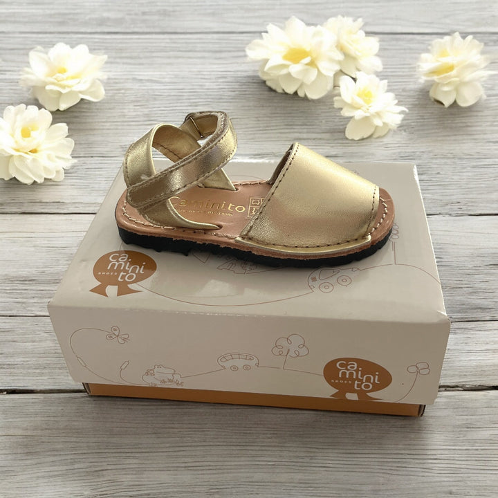 Caminito Gold Leather Spanish Sandal