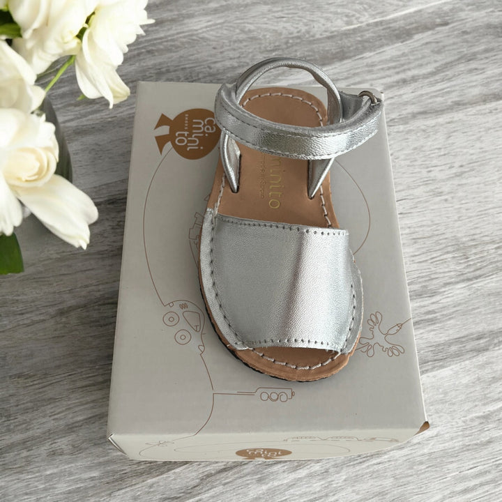 Caminito Silver Leather Spanish Sandal