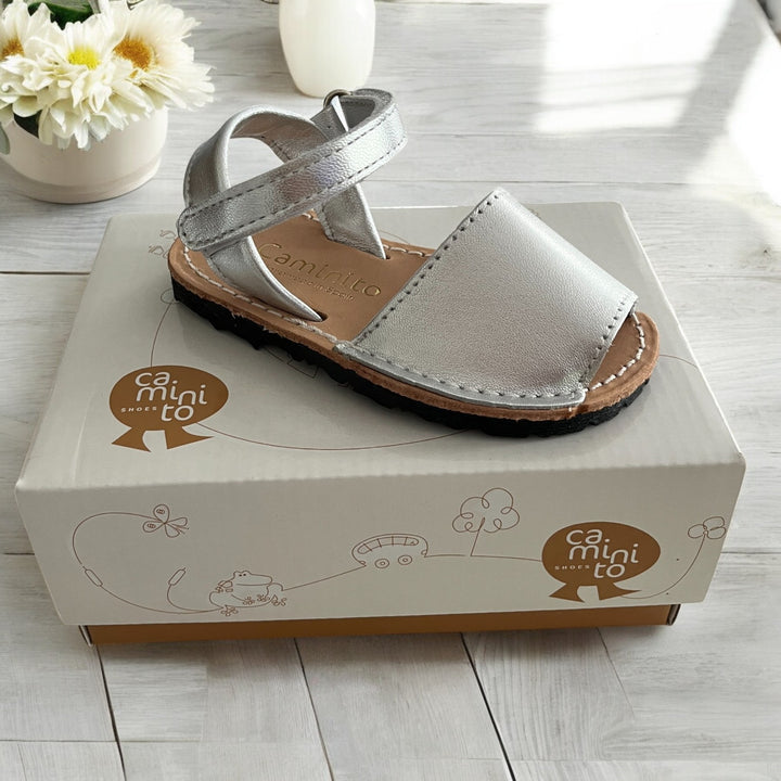 Caminito Silver Leather Spanish Sandal