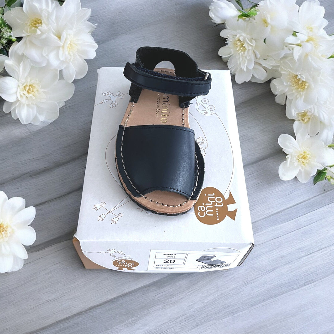 Caminito Navy Leather Spanish Sandal