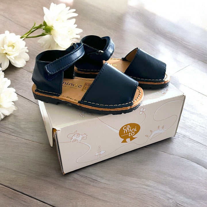 Caminito Navy Leather Spanish Sandal