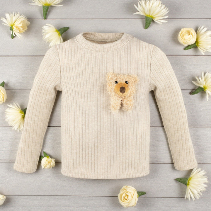 Light Beige Ribbed Teddy Top