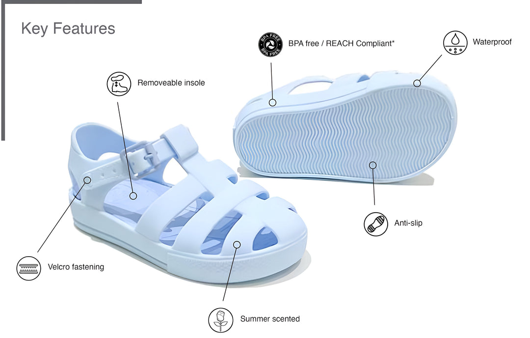 Marena Clear & White Jelly Sandals size guide