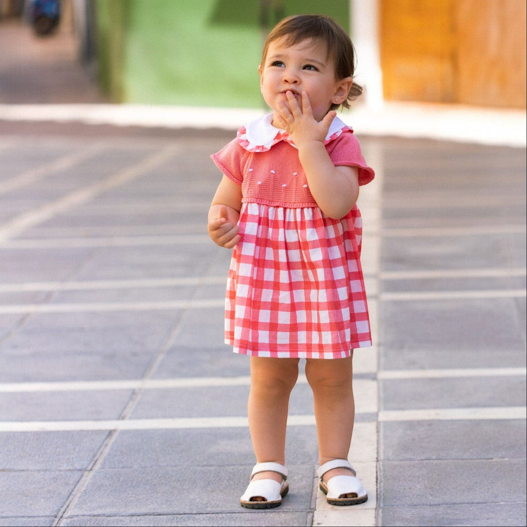 Mac ilusion Red & White Check Half Knit Dress lifestyle