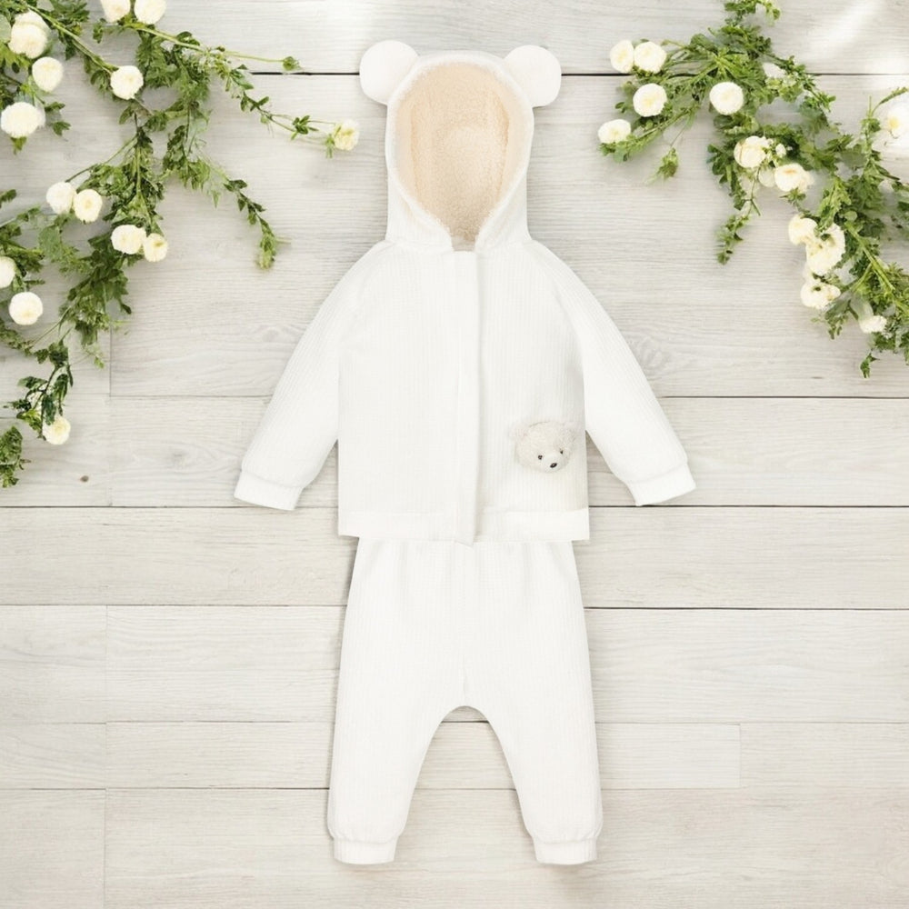 Jamiks White Waffle Teddy Leisure Set