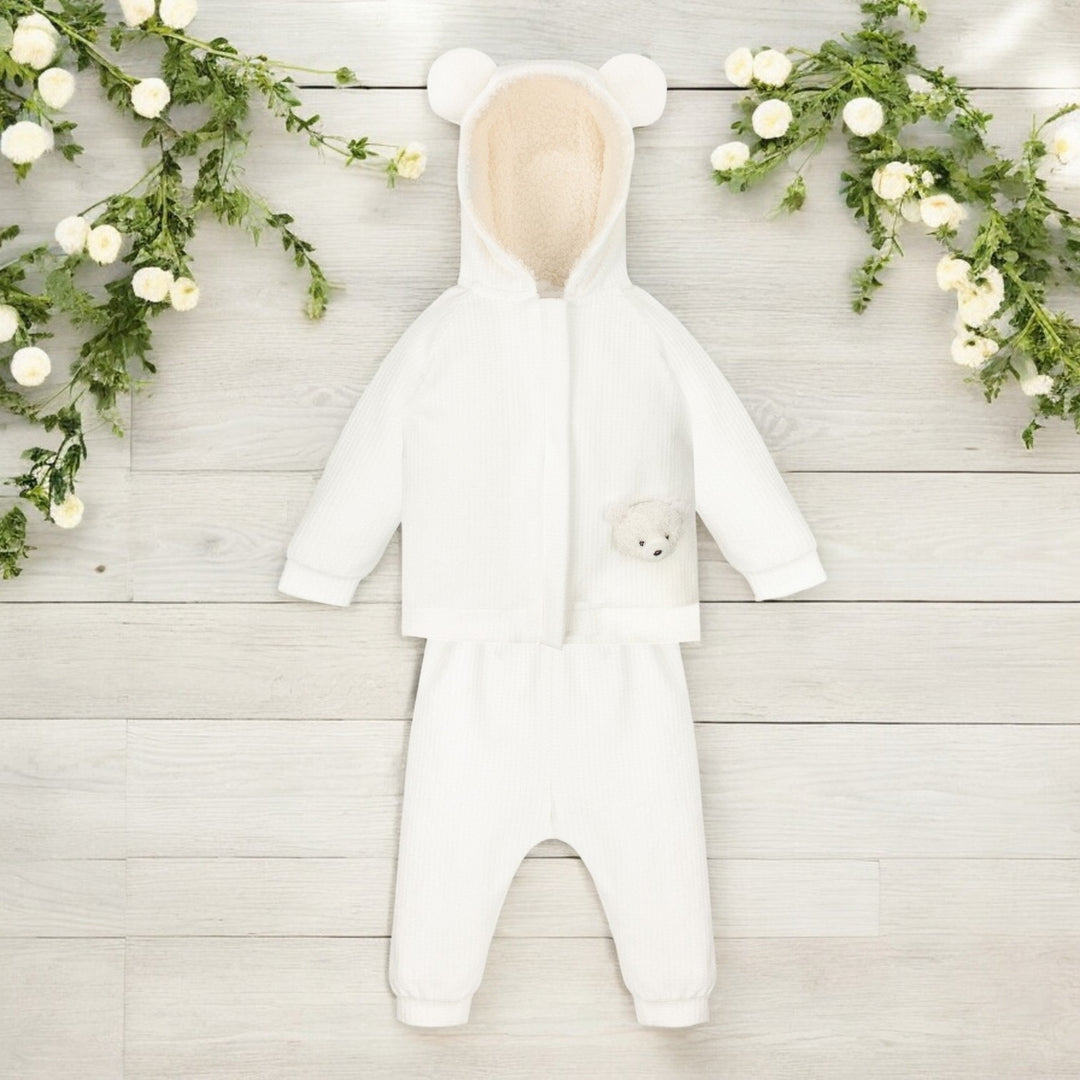 Jamiks White Waffle Teddy Leisure Set