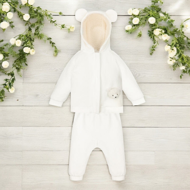 Jamiks White Waffle Teddy Leisure Set