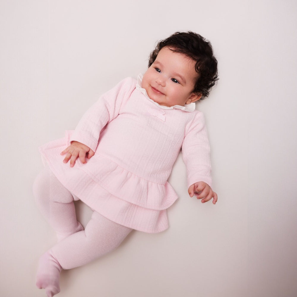 Tutto Piccolo Pink Jacquard Dress & Tights