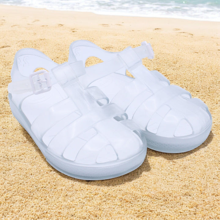 Marena Clear & White Jelly Sandals