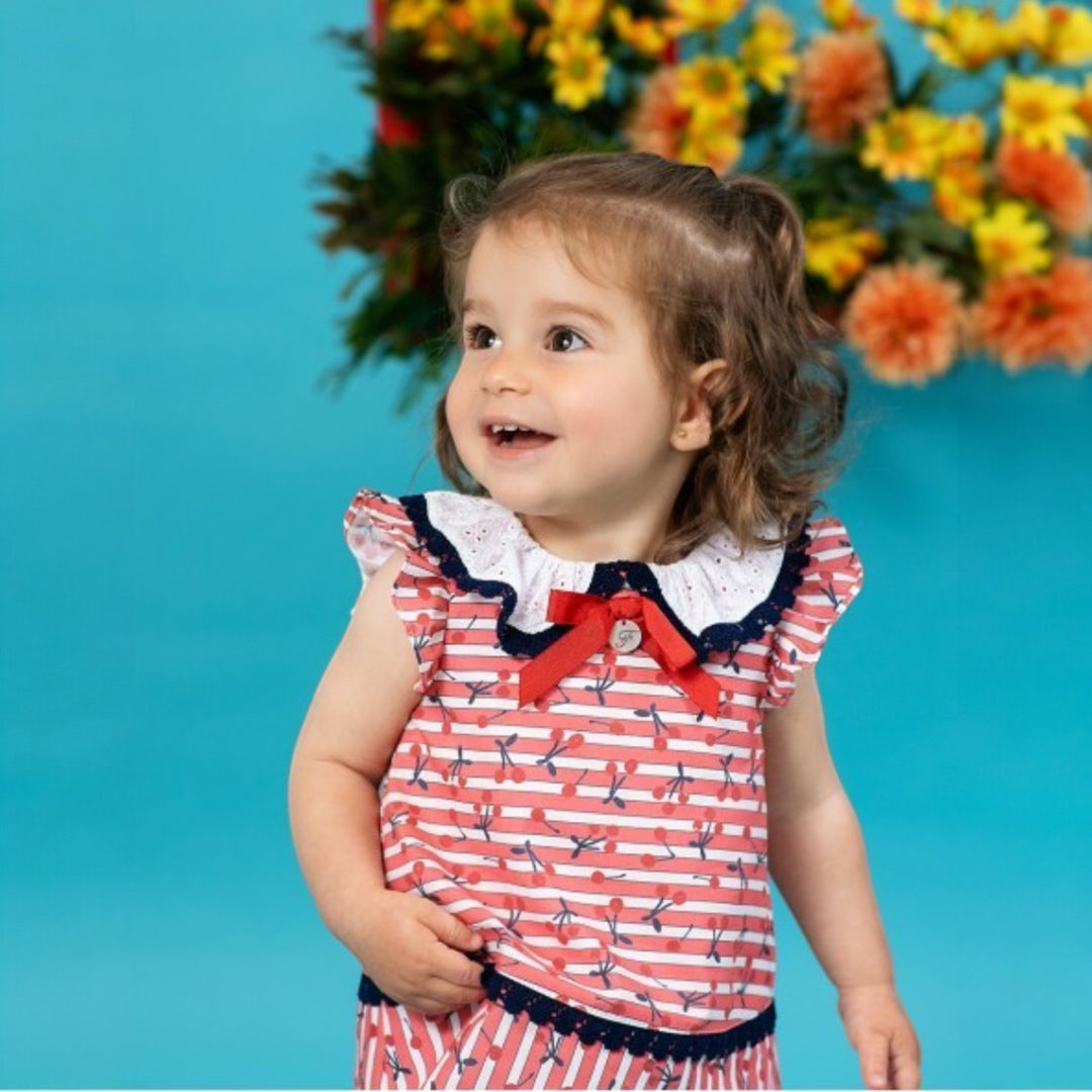 Foque Red & White Stripe Cherry Dress & Bloomers