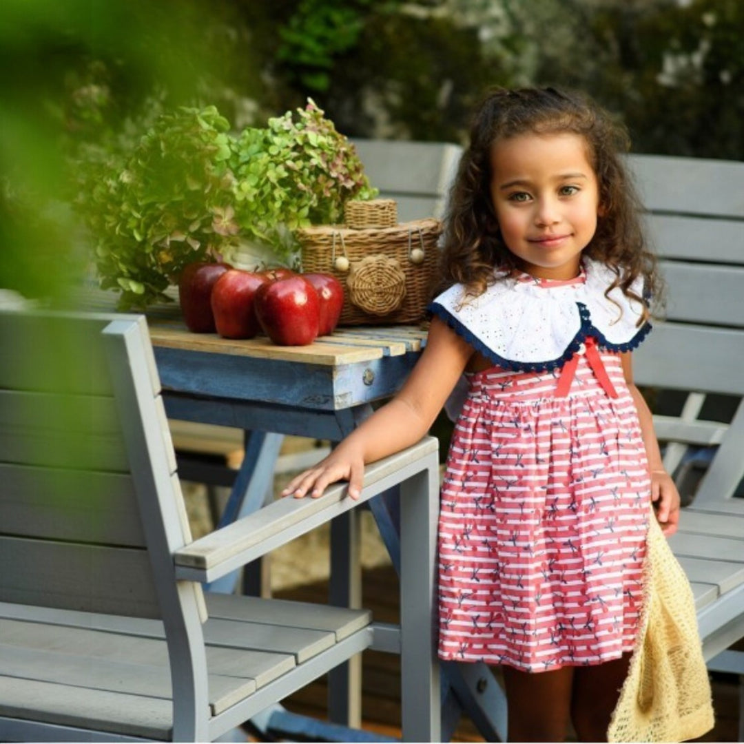 Foque Red & White Stripe Cherry Dress