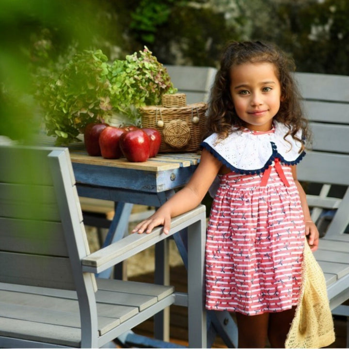 Foque Red & White Stripe Cherry Dress