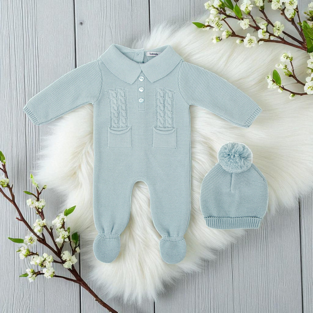 Babidu Duck Egg Blue Knitted All In One