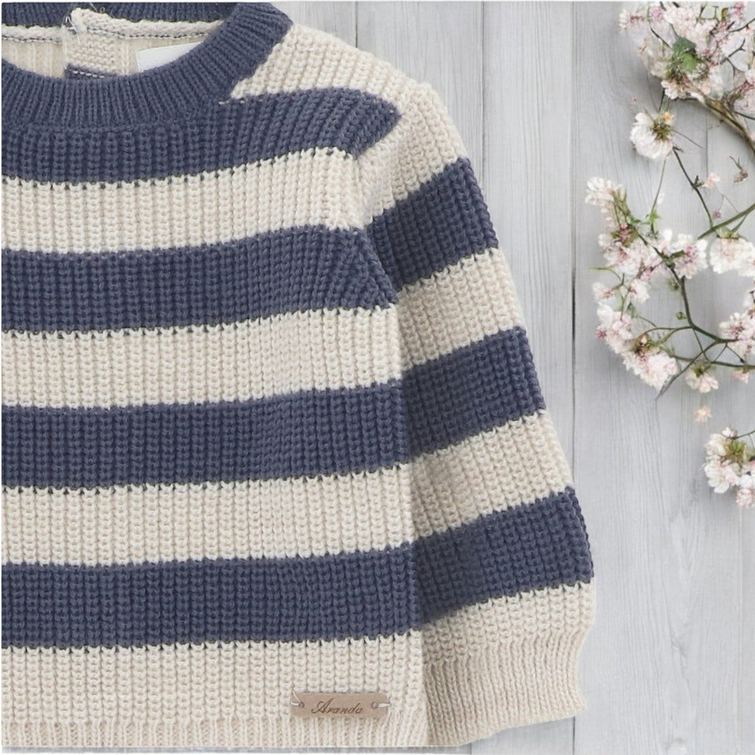 Martin Aranda Midnight Blue & Oatmeal Footless Knitted Set