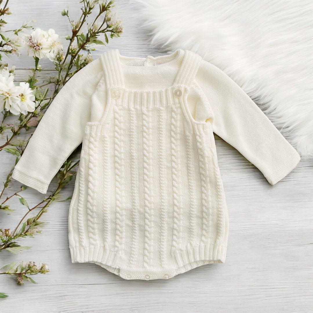 Baby Diff Cream Dungaree Romper & Top
