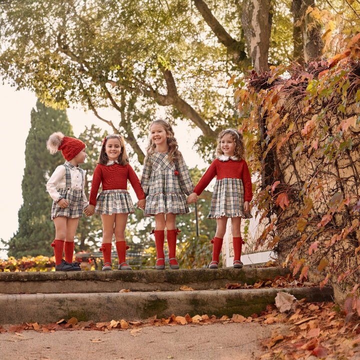 Russet Top & Grey Autumnal Tartan Bloomer Skirt Set