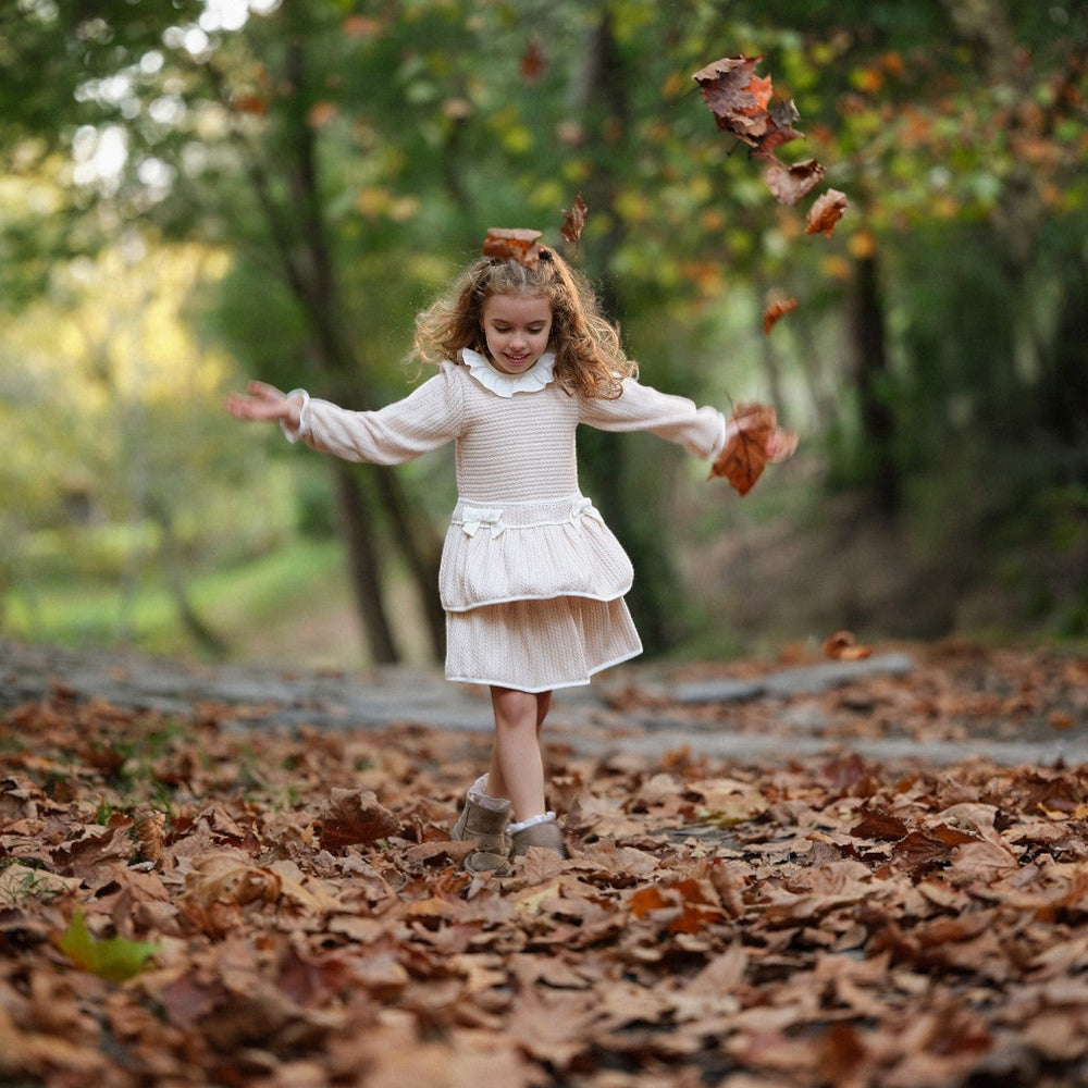 Deolinda Beige Cable Knit Dress