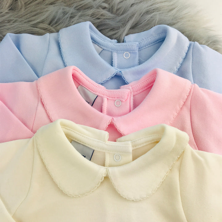 Cream,Pink,Blue Peter Pan Collar Long Sleeve Vest Close