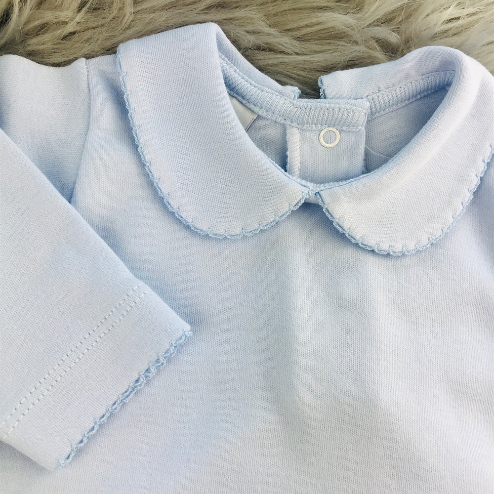 Blue Peter Pan Collar Long Sleeve Vest Close