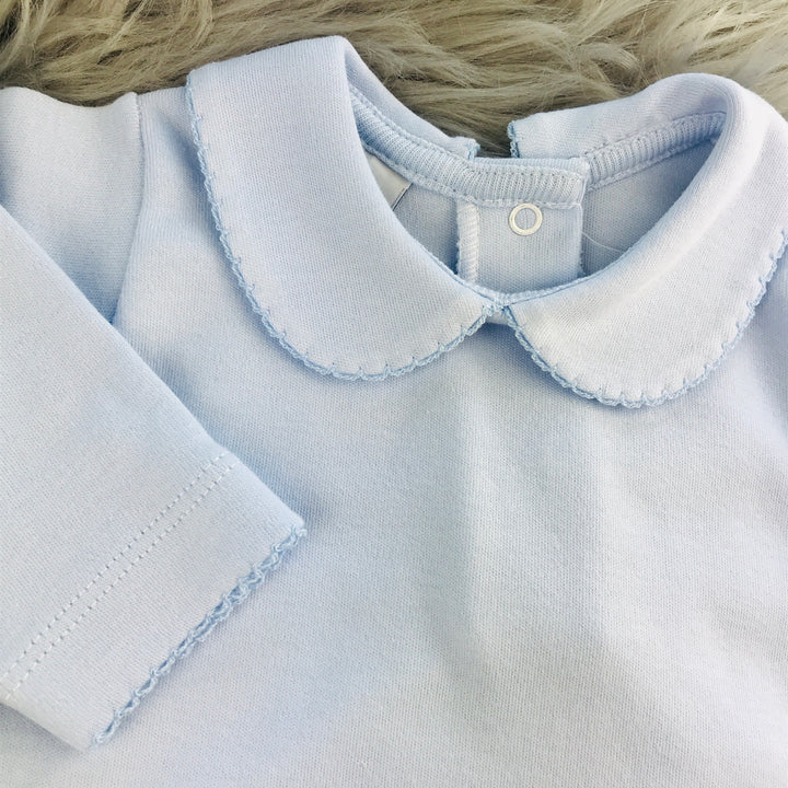 Blue Peter Pan Collar Long Sleeve Vest Close