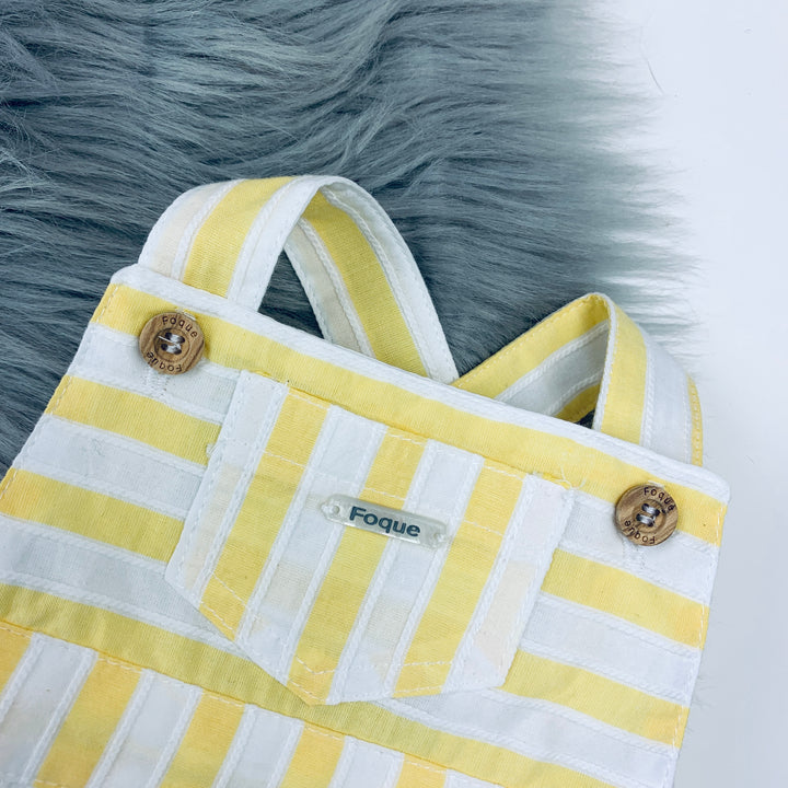 Lemon & White Dungarees Close
