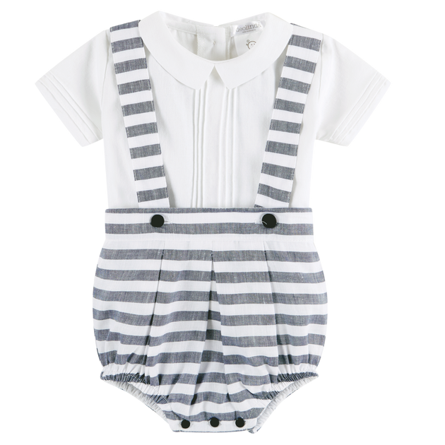 Deolinda Navy & White Stripe Jam Pants Set Bows Baby Boutique