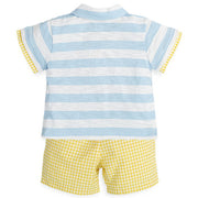 Sky Blue & Yellow Gingham Top & Shorts Back