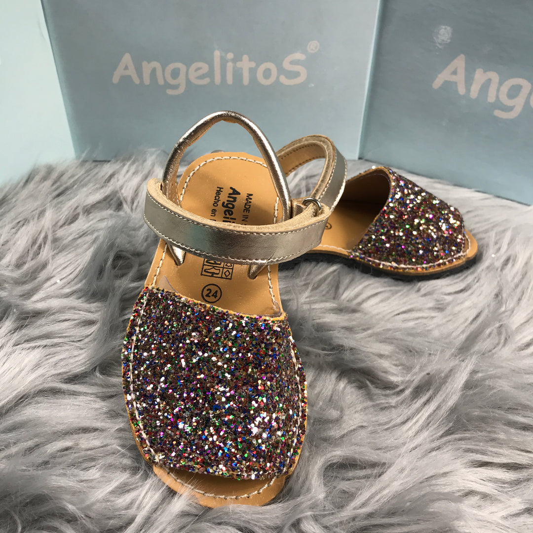 Multi Glitter Spanish Sandals close