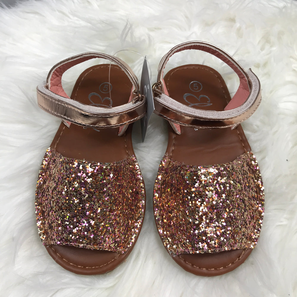 Rose Gold Glitter Spanish Sandals front