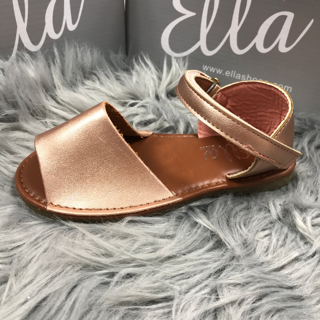Matt Rose Gold Spanish Sandals Close